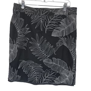 Tommy Bahama Black Palm Leaf Linen Blend Women's Skirt 14